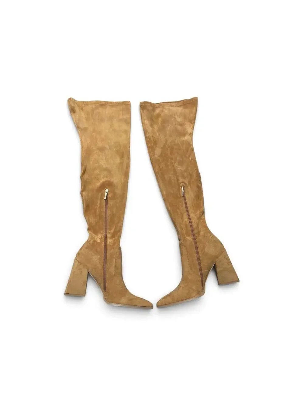 Cape Robbin Camel Suede Over-The-Knee Boots with Block Heel